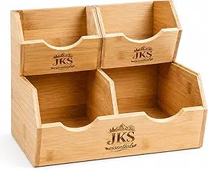 Bamboo Pantry Storage Bins|Stackable Potato and Onion Storage Bin|3Tier Bamboo Pantry Organizer with Slide Out Access|Fruit & Vegetable Storage Basket for Kitchen Countertop|Pantry & Cabinet Organizer