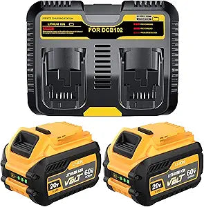 2Pack 9.0Ah Replacement for Dewalt 60V FlexVolt Battery Compatible with Dewalt 20V Battery and Charger DCB609 DCB606 DCB612 DCB200 DCB201 DCB203 DCB204 DCB206 DCB207 DCB209 Cordless Tools