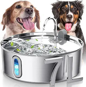 Smartoo 7L/236oz Stainless Steel Dog Water Fountain for Large Dogs  25dB Ultra-Quiet Automatic Pet Water Dispenser with Deeper Bowl, 4-Stage Filtration  Ideal for Big Breeds, Multi-Pet Households