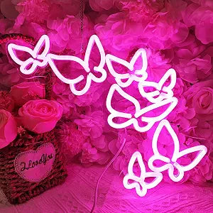 SYLHOME Pink Butterfly Led Neon Light Sign Led lamp Lighting fixtures Decor