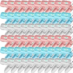 Hortsun 60 Pack Mini Necklace Fans Bulk USB Rechargeable Handheld Folding Fan with 3 Speeds, Quiet Personal Cooling Fans Bulk Gifts for Women, Eyelash, Teachers, Wedding Favors, Travel, Outdoor