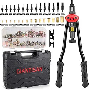 Rivet Nut Tool, GIANTISAN 16-inch Rivnut Tool Kit with 15 SAE & Metric Mandrels, 236pcs Rivnut Assortment Kit and Carrying Case, Designed for Labour Saving, Ideal for Automotive, Home and DIY Projects