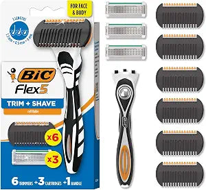 BIC Flex 5 Trim and Shave Mens Grooming Kit, 3-in-1 Beard Trimmer