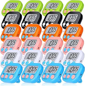 Mwellewm 24 Pcs Digital Timers for Classroom Kitchen Timers for Cooking Small Magnetic Stopwatch 6 Colors Mini Countdown Timer Loud Alarm Stop for Study Work Baking Sports Games Office Timer Clock