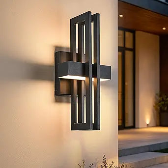 15Inch Small Outside Lights High-End Black Wall Scones IP65 Waterproof Anti-Rust Garage Lights, Elegant Outdoor Lamp for House Porch Patio Garage Front Door,Outdoor Wall Lighting Fixtures