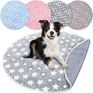 Hahafelt 4 Pcs Round Whelping Pee Pads Washable for Dogs Waterproof Pet Training Mats Reusable Puppy Whelping Pads Non Slip Cat Dog Bed Mat for Crate Kennel(Large Star,36 Inches)