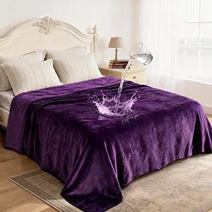 gogobunny Waterproof Reversible Flannel Blanket for Dogs and Cats, Double-Sided Furniture Protector Throw for Sofa, Couch, Bed Against Spills & Pet Fur (60" x 80", Dark Purple/Light Purple)