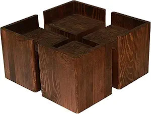 Corner Bed Risers Furniture Lifters Wood (Set of 4), Heavy Duty Handmade Rustic Pine, Create Storage Space (Dark)