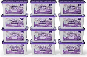 W&E Choice Moisture Absorber, Lavender Scented Dehumidifier for Home, Portable Humidity Absorber Boxes for Your Bathroom, Closet & Car, Bulk Humidity Pack for Home 12 Pack