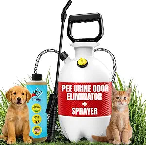 Pee Hero Pet Urine Odor Eliminator Concentrate 1 Gallon Sprayer & 16oz Concentrate (Makes 2 Gallons Solution) | Yard Deodorizer for Dog Urine and Poop | Turf Deodorizer for Pet Urine