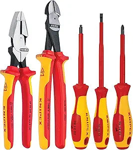 KNIPEX Tools 989822US 5-Piece 1000V Insulated High Leverage Pliers and Screwdriver Tradesman Tool Set (9K989822US)
