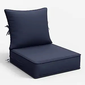 Outdoor Patio Chair Cushions Set 22 L X 24 W X 5 H Waterproof & Fade Resistant Deep Seat and Back Cushions with Removable Covers Outdoor Seat Cushion Set for Chairs and Sofas