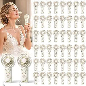 50 Pcs Mini Fans Bulk for Wedding Guests, Mini Handheld Electric Fans, Battery Operated Portable Fans for Wedding Ceremony, Bridal Shower, Baby Shower, Birthday Party Favors, Batteries Not Included