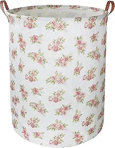 NTAOHAMPER Pink Flower Laundry Hamper, laundry Basket, Nursery Hamper,Waterproof Storage Bin for Bedroom,Clothes Organizer Basket, Room Decor(Pink Flower)