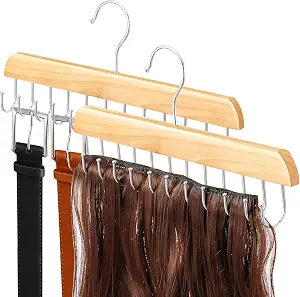 【2 Pack】 Wood Hair Extension Holder Hairpieces Storage Holder Hanger