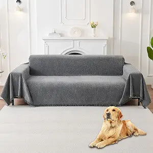 HAOMAIJIA Non Slip Couch Cover Sofa Covers for 2 Cushion Couch Washable sectional Couch Covers for Dogs pet Furniture Protector Couch Cover Blanket for Living Room (Grey, 71"x102")