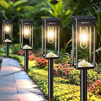 COXSENI Solar Pathway Lights Outdoor IP65 Waterproof, 6 Pack 3000K LED Auto On/Off Walkway Landscape Light for Yard Lawn Garden Patio Driveway Outside Decor, Warm White