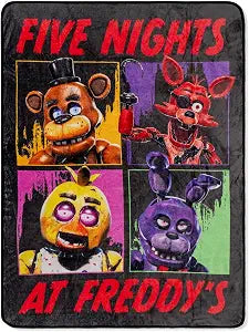 Five Nights at Freddy's Characters Raschel Throw Blanket | Soft Polyester Cover for Sofa, Bed | 45 x 60 Inches