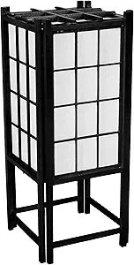 Red Lantern 18" Window Pane Shoji Lamp, Black