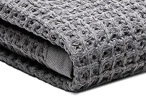 SUTERA - Silverthread Waffle Towel California - Grown Pima Cotton, Quick Drying, Ultra Soft, Lightweight and Absorbent - Waffle Weave Design - Luxury Towel (Bath, Grey) 31"x57"