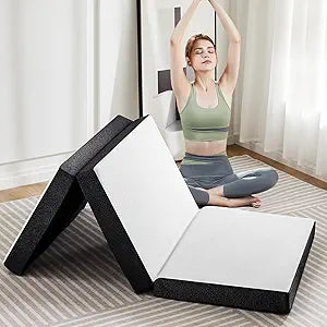 Tri-Fold Twin Memory Foam Pads, 3 inch Folding Topper with Washable Cover, Portable Non-Slip Guest Floor Bed for Camping Travel  Ideal for Overnight Guests, RV, and Outdoor Adventures