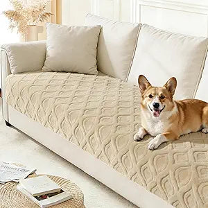 Arfntevss Couch Cover for Dogs Plush Washable Love Seat Covers for 2 Cushion Couch Pet Friendly Fuzzy Loveseat Sofa Slipcover Anti-Slip Boho Furniture Protector (Jacquard Plush Coffee, 35.5" x 63")