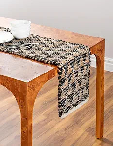 Unique Loom Chindi Jute Collection Area Rug (1' 2" x 4' 1" Table Runner Black/Natural)