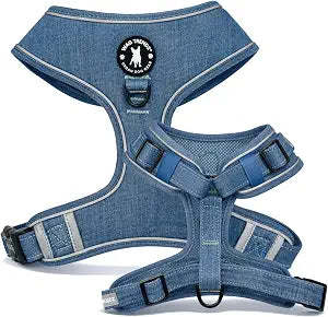 WAG TRENDZ XSmall Dog Harness | No Pull Front Clip Dog Harness | Reflective | Breathable Air Mesh Interior | Real Denim Exterior | Durable & Long Lasting | Downtown Denim | XS