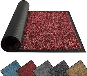 Mibao Front Door Mat, Dirt Trapper Welcome Mat for Outdoor Indoor, Non-Slip Waterproof Doormat, Durable Machine Washable Low Profile Entry Rug for Back Door Outside Patio Porch, 36" x 24", Red