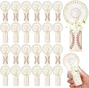 Lewtemi 24 Pcs Baseball Party Favors Mini Handheld Fan Bulk Small Personal Portable Fans with Lanyard for Baseball Team Gift Game Day Outdoor Sport Cooling Party Favors, Battery Not Include