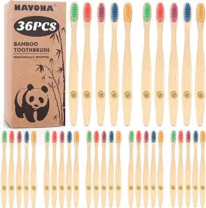 36 Kids Bamboo Toothbrushes Aged 5+, Individually Wrapped Bulk Toothbrush
