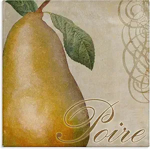 Vintage French Pear Kitchen, 17 x 17 Inch Canvas Wall Art