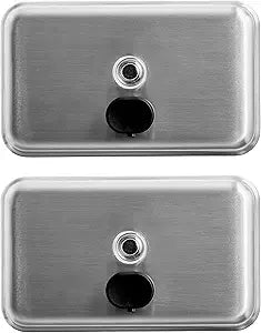 Commercial Soap Dispenser Wall Mount - 37oz (2-Pack), Horizontal, Heavy Duty, Stainless Steel Manual Soap Dispenser for Bathrooms with Corrosion Proof Lining and Anti-Leak, Patent-Pending Pump Design