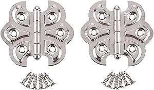 Nickel Plated Butterfly Hinges - Pack of 20 - Surface Mount Cabinet Door Hinges - Furniture Hardware - UA-260-HPN (10)