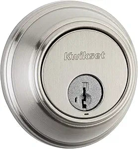 Kwikset 816 Key Control Deadbolt Lock, Round Satin Nickel Exterior Keyed Front Entry Door, Pick Resistant SmartKey Rekey Security, Single Cylinder Dead Bolt, with Microban Protection