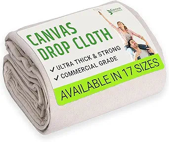 GREEN LIFESTYLE All Purpose Canvas Drop Cloths - Drop Cloth for Painting, Floor Cover, Heavy Duty Protection for Furniture & Surfaces, Reusable Painters Canvas Tarp for Renovation & Home (12x15)