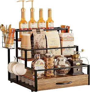 4 Tier Countertop Coffee Syrup Rack Organizer with 36 K Cup Storage