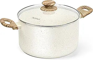 MICHELANGELO Nonstick Cooking Pot - 6 Quart Soup Pot with Lid for Family Meals, Non-Toxic Stockpot with Stay-Cool Handles, Induction Ready, Easy Cleanup, PFOA & PFOS Free