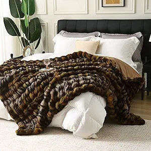 MERRYLIFE Luxury Thick Plush Tiger Print Faux Rabbit Fur Throw Blanket Ultra-Plush Cozy Soft Decorative Blanket Use for Couch Bed Travel (Tiger, 60"*80")