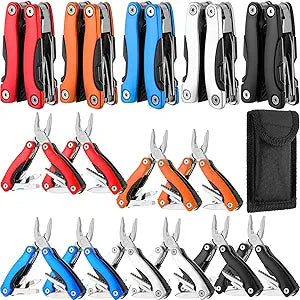 10 Pack Mini Multi Tool Bulk Birthday Gifts for Men Him Dad Boyfriend Stocking Stuffers Small Multitool Fishing Pocket Knife for Men Camping Survival Computer Bike Gadgets, 5 Colors