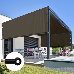 SunnyRoyal 10' x 16' Pergola Shade Cover Replacement Canopy Shade Cover with Weighted Rods & Grommets Outdoor Sun Shade Cloth for Patio Porch Garden (Brown)