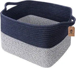 Goodpick Woven Storage Basket for Shelves, 13" x 10" x 9", Blue