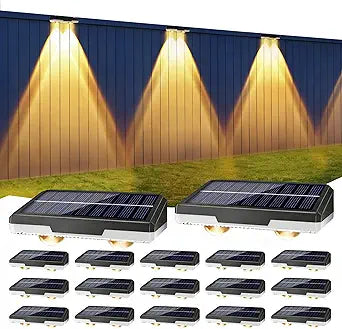 Brizled 12 Pack Solar Fence Lights Outdoor, 300/4000/6000K 3 Modes Fence Lights Solar Powered with LED Focus Lens, Outdoor Fence Lighting Wall Light Waterproof for Outside Backyard Patio Railing Deck