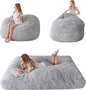 MAXYOYO Giant Bean Bag Chair Bed for Adults, Convertible Beanbag Folds from Lazy Chair to Floor Couch Bed, Large Floor Sofa Couch, Big Sofa Bed, High-Density Foam Filling, Machine Washable