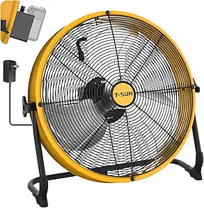 T-SUN 16" Cordless Battery Powered Fan Compatible with Dewalt 20V Max Battery, 360 Vertical Tilt, Metal Blade, High Velocity Portable Floor Fan for Garage, Jobsite, Workshop, Outdoor, Camping