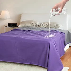 Catalonia Waterproof Blanket for Bed, Reversible Fleece Couch Sofa Furniture Protector, Leak Proof Dog Blankets, Purple