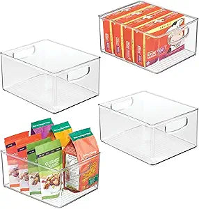 iDesign Stackable Storage Bin - Organize Pantry, Fridge, or Freezer, Set of 4, Clear, Made in USA