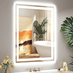 28"x 36" LED Mirror for Bathroom, Front and Backlit Controlled Separately LED Vanity Mirror with Lights, Wall-Mounted LED Smart Mirror, Tempered Glass, Stepless Dimmable, Anti Fog, Memory (ETL)
