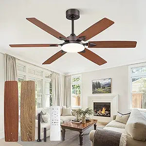 Fanbulous 52 Inch Ceiling Fans with Lights, Indoor/Outdoor Modern Ceiling Fan with Reversible Blade And 2 Rods, Quiet DC Motor, 3CCT & 6-Speed Remote Control, Dual Finish Blade for Living Room/Bedroom