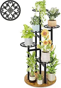 Plant Stand Indoor Outdoor, Corner 5 Tier Metal Plant Shelf Display Rack, Planter Pot Holder Flower Stand Living Room Balcony Garden Patio